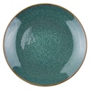 Mintás kerámia tányér, aranysárga peremmel, 27,5 cm, türkiz - VENUS