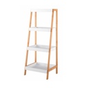 Modern bambusz létrapolc, 4 polccal, fehér - REGIA