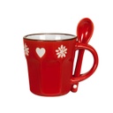 Mini bögre kanállal piros 0,7 dl - ESPRESSO