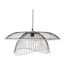 Mennyezeti lámpa, dupla búrával, fekete-natúr - JONQUILLE