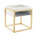 Modern éjjeliszekrény, fa keretben, fehér-bükk - BREDA