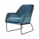 Modern csővázas bársonyfotel, olajkék - RELAX