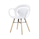 Modern műanyag karfás szék, fehér - BRUME