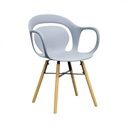 Modern műanyag karfás szék, szürke - BRUME