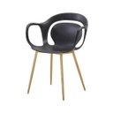 Modern műanyag karfás szék, fekete - BRUME