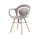 Modern műanyag karfás szék, szürkésbarna - BRUME