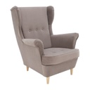 Modern fülesfotel, bükk lábbal, bézs - AGATHA