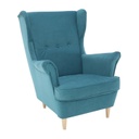 Modern fülesfotel, bükk lábbal, égkék - AGATHA