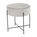 Modern kerek bársony ülőke, világosszürke - GALET