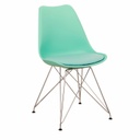 Modern műanyag szék ülőpárnával fém lábbal, menta - CORBY