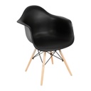 Műanyag karosszék fa lábbal, fekete - FJORD