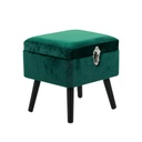 Modern tárolós bársony ülőke, pávazöld - VOYAGE