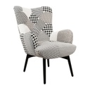 Modern szürke patchwork mintás fotel, fekete lábbal - SCOTTISH