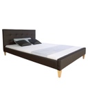 Műbőr kárpitos ágykeret 140x200 cm, sötétbarna - NUIT CALME