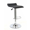 Műbőr bárszék, állítható króm lábbal, fekete - JOHANN