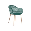 Műanyag modern karfás szék, sötétzöld - FRACTION