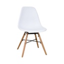 Műanyag modern szék, fa lábbal, fehér - TIPI