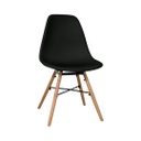 Műanyag modern szék, fa lábbal, fekete - TIPI