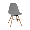 Műanyag modern szék, fa lábbal, szürke - TIPI