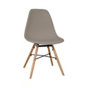 Műanyag modern szék, fa lábbal, szürkésbarna - TIPI