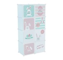 Nyuszis mintás szekrény, 8 részes, világoskék - HOP