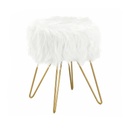 Műszőrmés ülőke, hajlított fém lábakkal, fehér - YETI