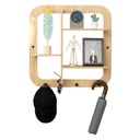 Négyszögletes fali akasztó, polcokkal, bambusz - HUBLOT