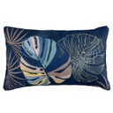 Pálmalevél mintás díszpárna, 30x50 cm, sötétkék - REVE EN BLEU