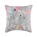 Papagáj és kolibri mintás díszpárna, 40x40 cm, rózsaszín - COMERES