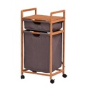 Polcos tároló 2 vászon tárolóval, bambusz - SUZETTE