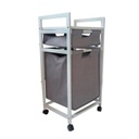 Polcos tároló 2 vászon tárolóval, fehér - szürke - SUZETTE