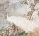 Pávát ábrázoló festmény hatású tapéta, 300x280 cm, barna-bézs - AURORE