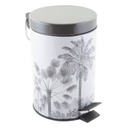 Pedálos szemetes, pálmafa mintával, 3 literes, fehér-szürke - PALMIERS