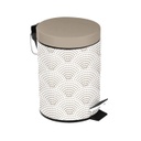 Pedálos szemetes, pöttyös mintával, 3 literes, fehér-bézs - POUBELLE