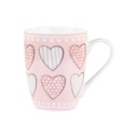Porcelán bögre 340 ml, világos rózsaszín kicsi szív mintával - MES PETITS COEURS