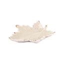 Porcelán tálka, levél formájú bézs 14 cm  - DECEMBRE