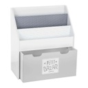 Rendszerező szekrény, 3 rekesszel és fiókkal, fehér-szürke - PETIT