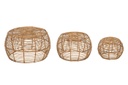 Rattan asztalka szett, 3 db, natúr - NID D'ABEILLES