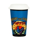 Retro Porcelán bögre szilikon tetővel kék - RETRO ADS