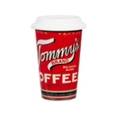 Retro Porcelán bögre szilikon tetővel piros - RETRO ADS