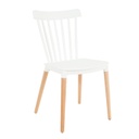 Retro modern műanyag szék fa lábbal, fehér - OSLO