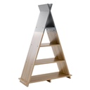 Sátor alakú könyvespolc, natúr fa-szürke - MOHICAN