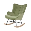 Skandináv bársony hintafotel, olívazöld - NOSTALGIE