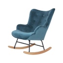 Skandináv bársony hintafotel, olajkék - NOSTALGIE