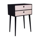 Skandináv stílusú éjjeliszekrény, 2 fiókkal, fekete - SAGA