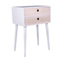 Skandináv stílusú éjjeliszekrény, 2 fiókkal, fehér - SAGA