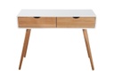Skandináv konzolasztal, 2 fiókkal, fehér-natur fa - CARREAU
