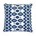 Sötétkék mintás díszpárna, 45x45 cm, fehér - PROVENCE