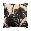 Szépia levél mintás díszpárna, 45x45 cm, fekete-bézs  - TROPIC