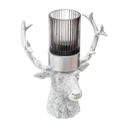 Szarvas fej alakú asztali dísz, mécsestartóval, ezüst - CERF